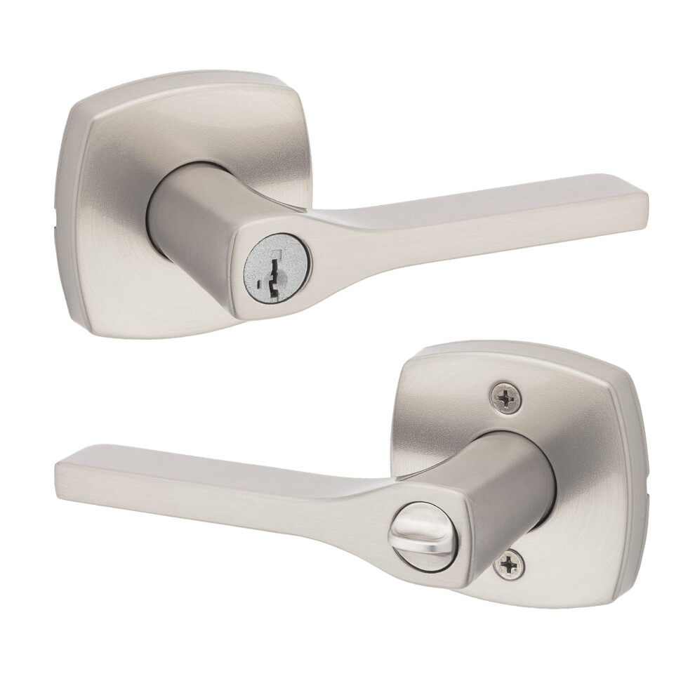 Photos - Door Handle Kwikset Tripoli Lever Entry with Lock and Key Secure Keyed Reversible Lever Exterior For Front Entrance and Bedr