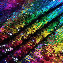 Partisout Sequin Fabric Mermaid Fabric 5mm Glitter Fabric 1 Yard Rainbow to Silver Two Tone Sequin Fabric Sparkly Fabric by The