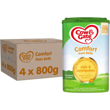 Cow & Gate Comfort Baby Milk Powder Formula, from Birth, 800 *4