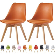 Set of 2 Dining Chairs Wooden Legs Soft Cushion Pad Stylish DELUXE Retro Lounge Dining Office