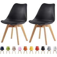 Direct Set of 2 Dining Chairs Wooden Legs Soft Cushion Pad Stylish DELUXE Retro Lounge Dining Office