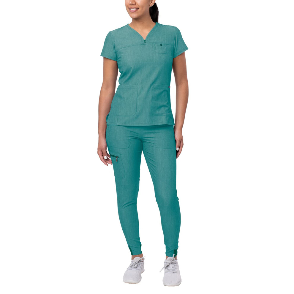 Ensemble de gommage Adar Pro Movement Booster pour femme     Haut     col en V et pantalon de jogging de yoga     P9400     Heather Hunter     3X