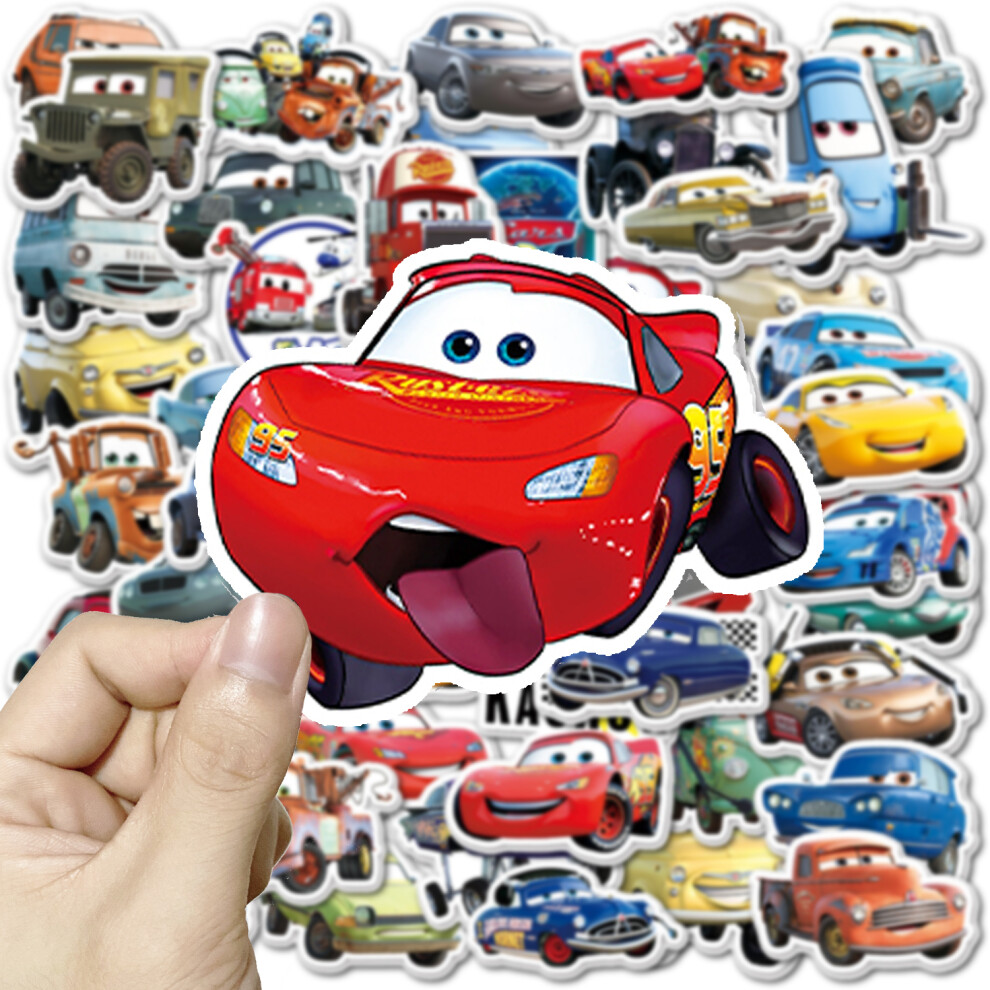 (10pcs random) 10/50Pcs Cartoon Lightning Mcqueen Cars Stickers Moive Scrapbook Fridge Suitcase Skateboard Graffiti Stickers Waterproof