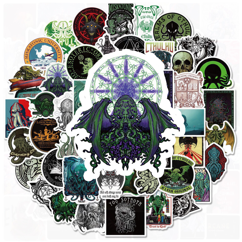 (10pcs random) 10/50PCS Horror Cthulhu Stickers Suitcase Skateboard Laptop Luggage Phone Fridge Decal Cartoon Mythos Stickers Children Toy Gift