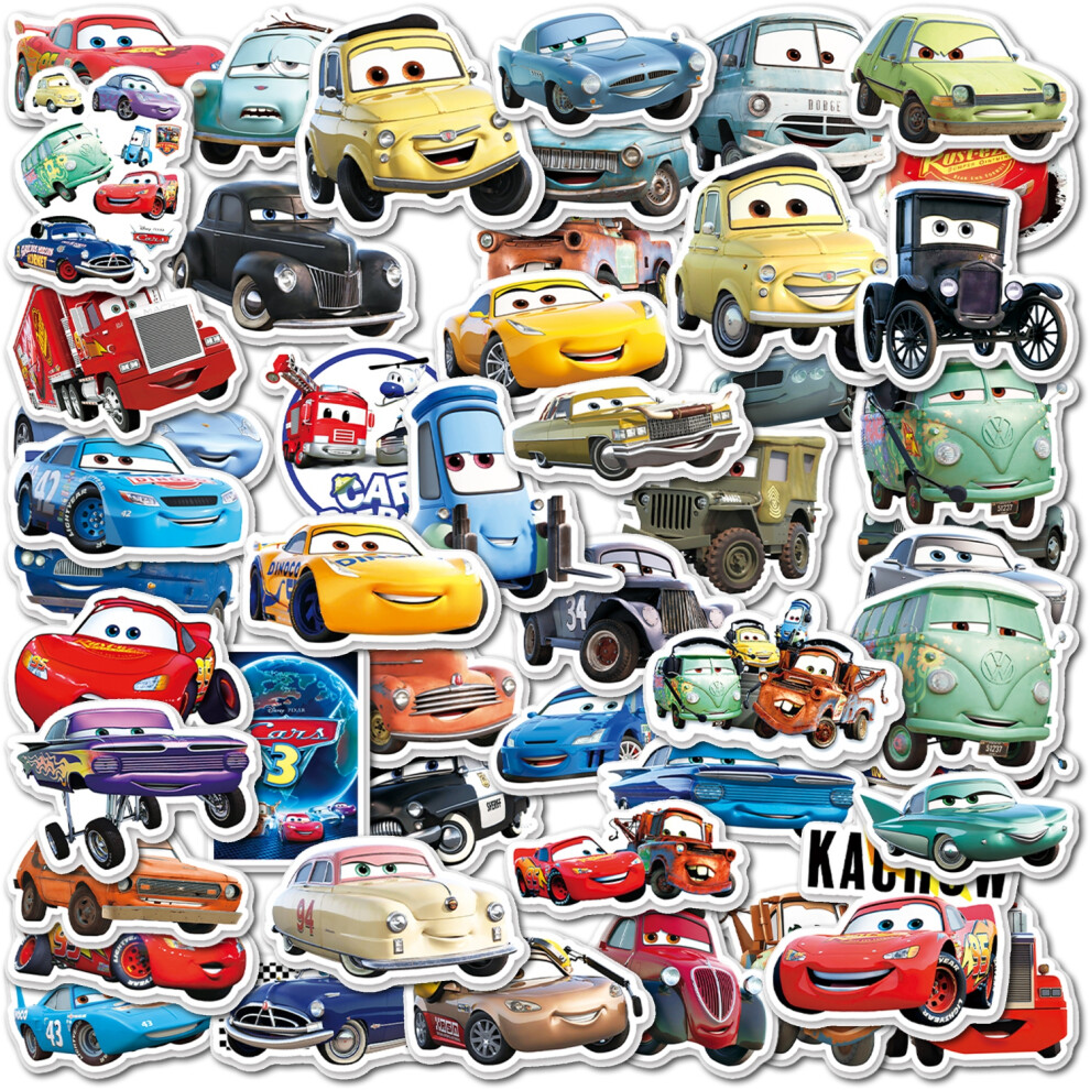 (50pcs) 10/50Pcs Cartoon Cars Lightning McQueen Stickers Suitcase Skateboard Laptop Guitar Luggage Waterproof Anime Sticker Children Toy
