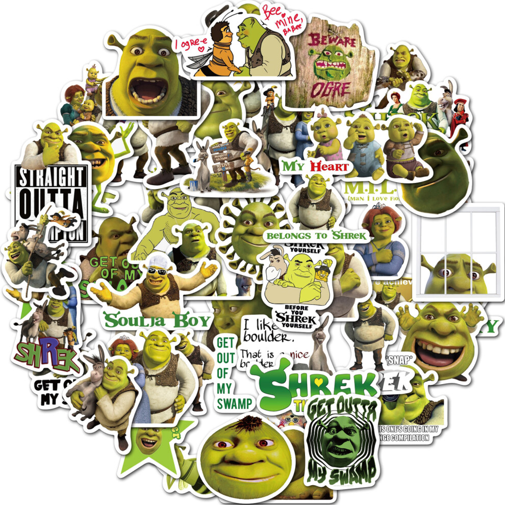 (10pcs random) 10/50Pcs Cartoon Monster Shrek Stickers Meme Decal Skateboard Laptop Graffiti Suitcase Guitar Children Cartoon Sticker Gift Toy