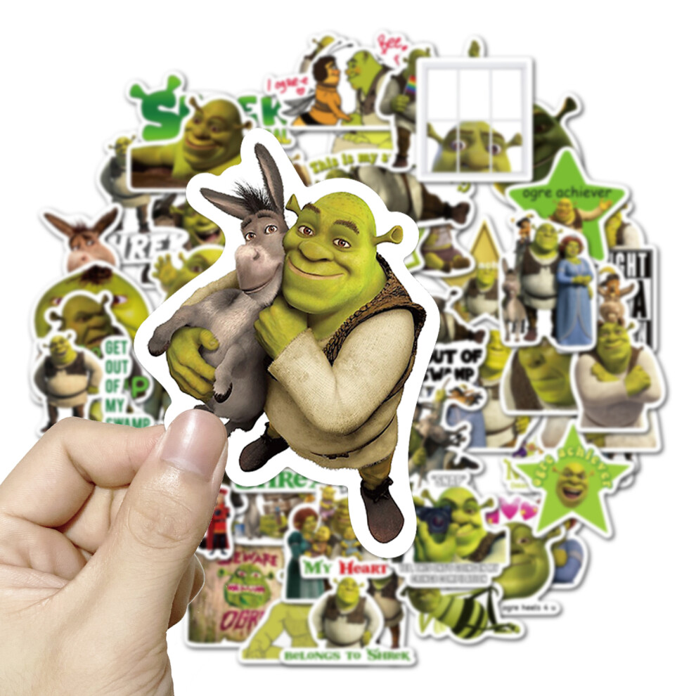 (10pcs random) 10/50Pcs Funny Cartoon Monster Shrek Stickers Decal Suitcase Fridge Motorcycle Skateboard Guitar Cartoon Kids Stickers Gift Toy