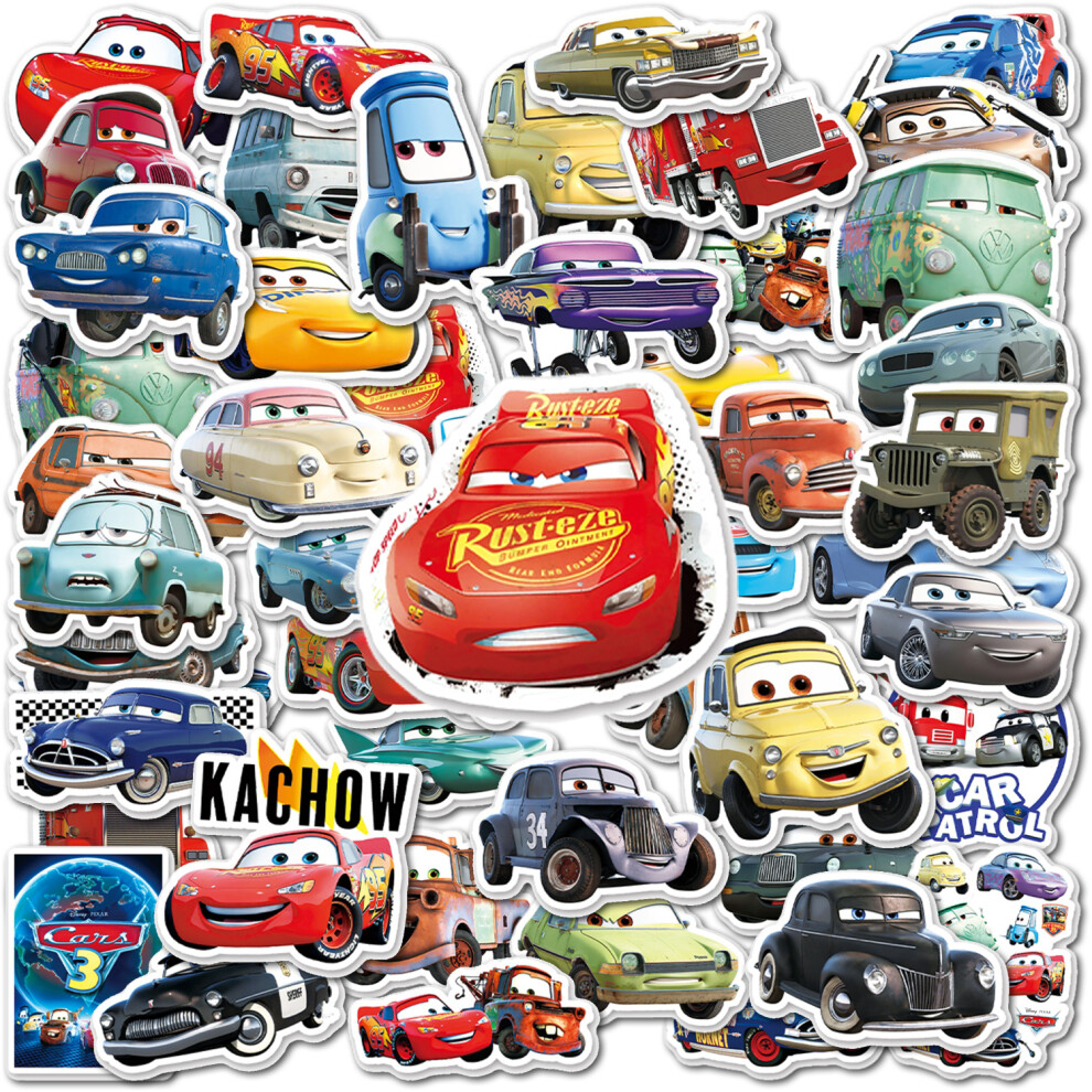 (50pcs) 10/50Pcs Cartoon Cars Lightning Mcqueen Stickers Moive Scrapbook Graffiti Luggage Suitcase Laptop Waterproof Sticker Toy