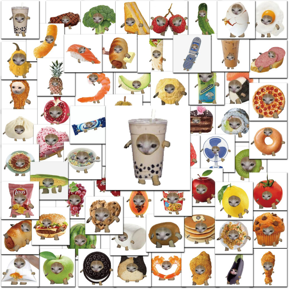 (10pcs random) 10/50Pcs Funny Meme Stickers Cat Food Decal Guitar Laptop Fridge Graffiti Skateboard Car Cute Kids Stickers Waterproof Vinyl Toy