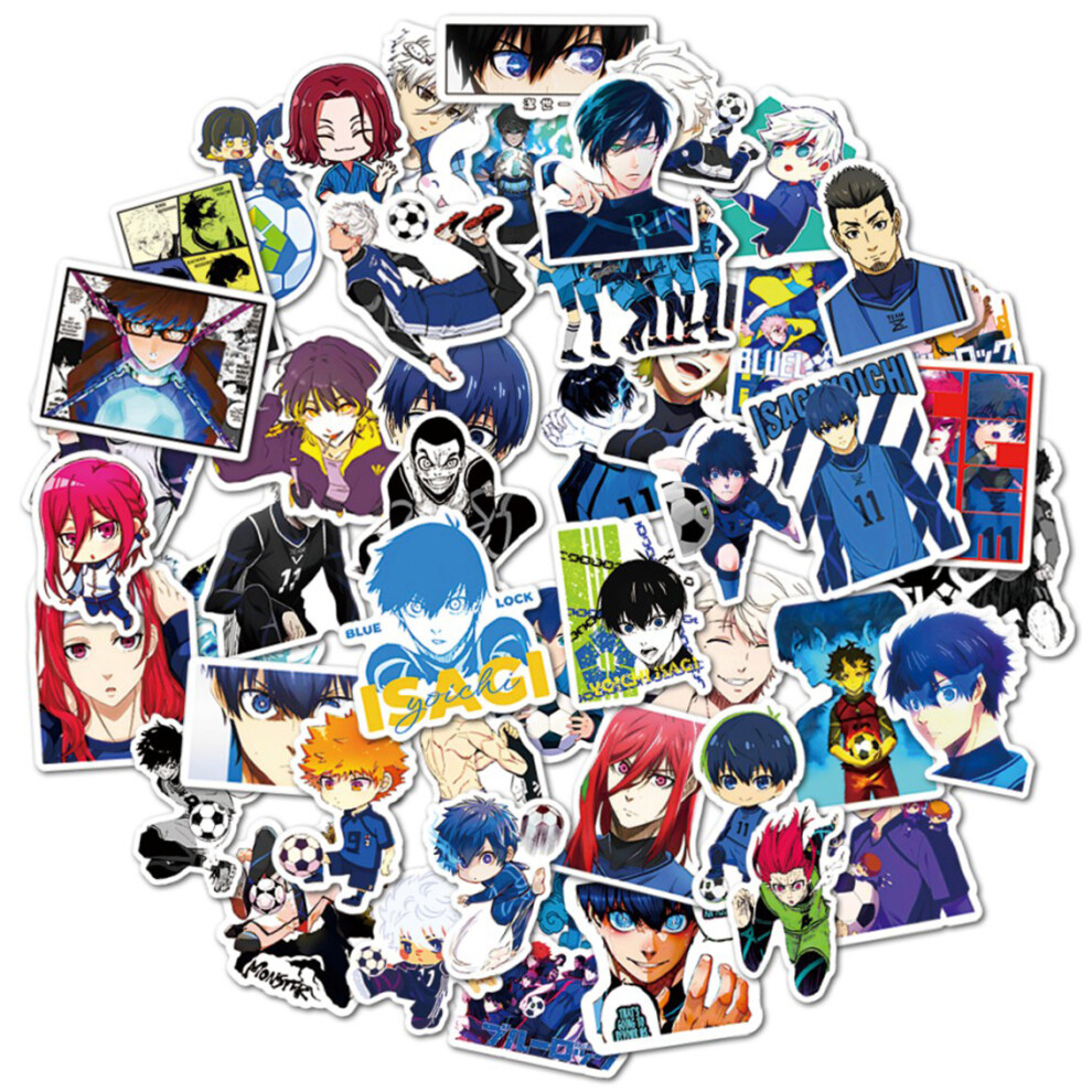 (50Pcs) 10/50Pcs Japan Lock Stickers Anime Scrapbook Luggage Notebook Graffiti Laptop Guitar Cartoon Stickers Manga Vinyl Gift Toy Blue