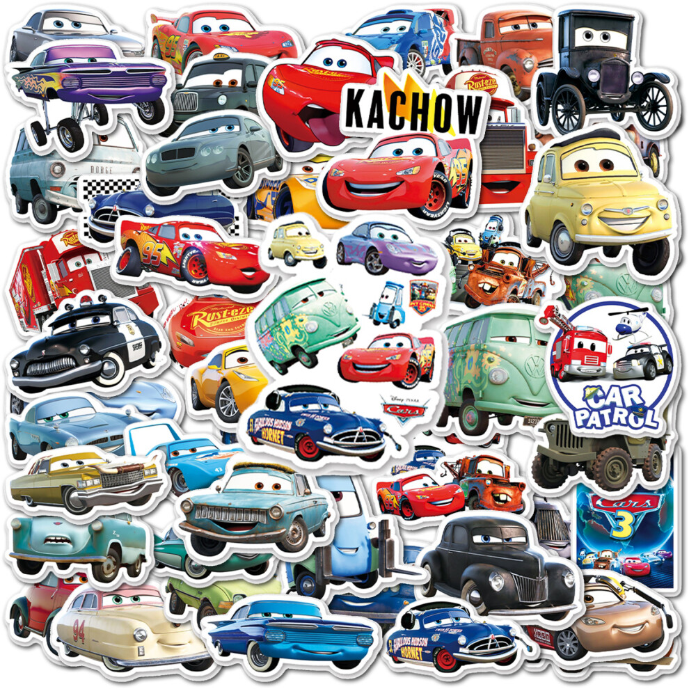 (10pcs random) 10/50Pcs Cartoon Cars Lightning McQueen Stickers Scrapbook Graffiti Luggage Suitcase Skateboard Guitar Decal Anime Stickers Toy