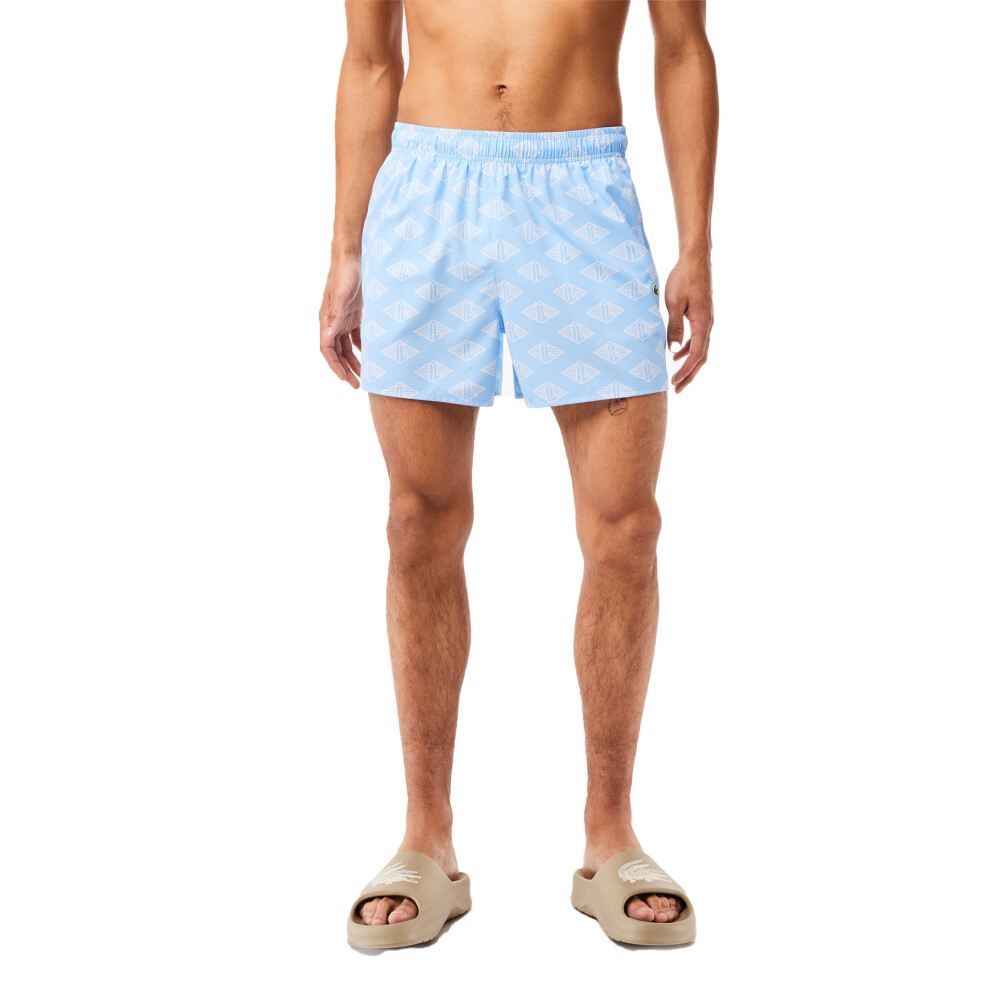 (Blue White, S) Lacoste Mens Shorts MH5641 Swimwear Shorts