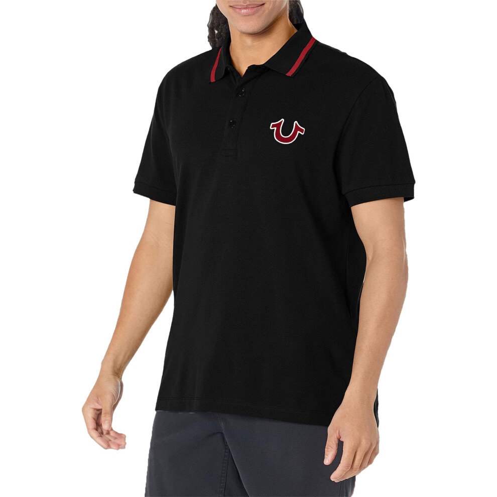 (Black, 2XL) True Religion Mens Polo Shirt Regular Fit