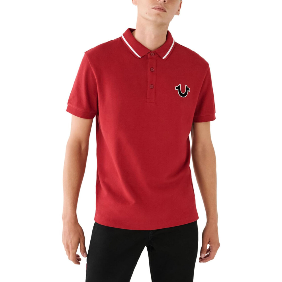 True Religion (Red, 2XL) Mens Polo Shirt Regular Fit