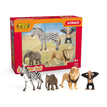 Schleich Wild Life Africa Starter Set - 4-Piece Wildlife Animal Set for Ages 3+ Featuring Zebra Elephant Calf Lion Chimpanzee