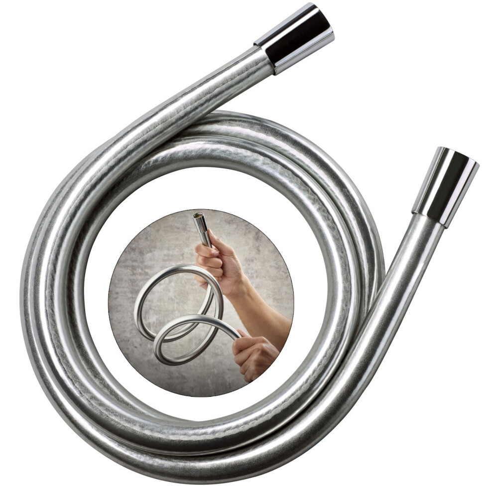 Mira Rada Silver Smooth Shower Hose 1.25m Chrome Anti Twist 76125-Na + Washers