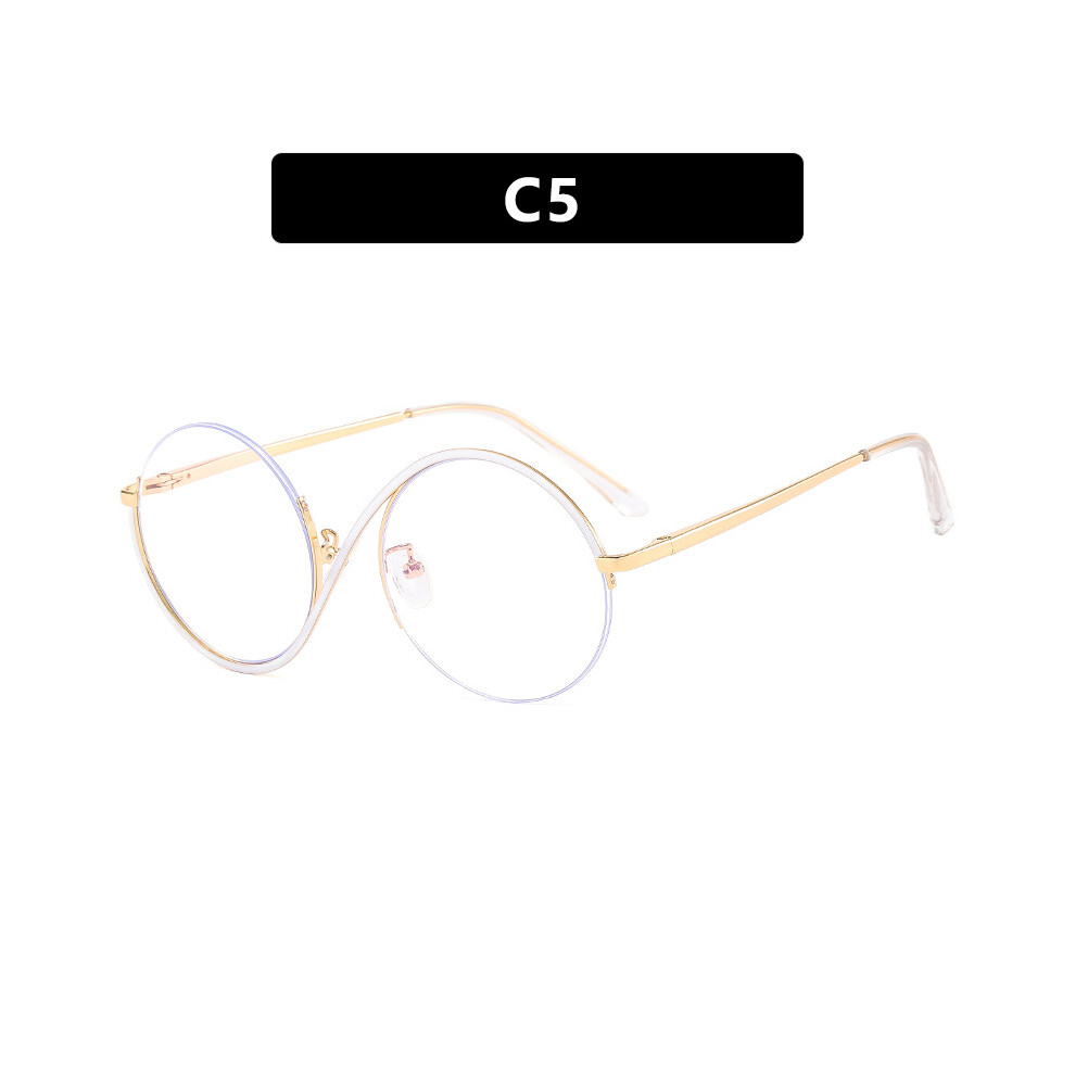 (StyleE) Frame Eyeglasses Half Geometric Design Trendy Round Shape Blue Light Blocking-image-OPC-PG9DBQ2-NEW