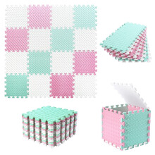 Tapete de brincar de espuma Tamiplay para bebs Tapetes de cho interligados de 0,4 polegadas com quadrados de cores slidas Tapete de brincar de