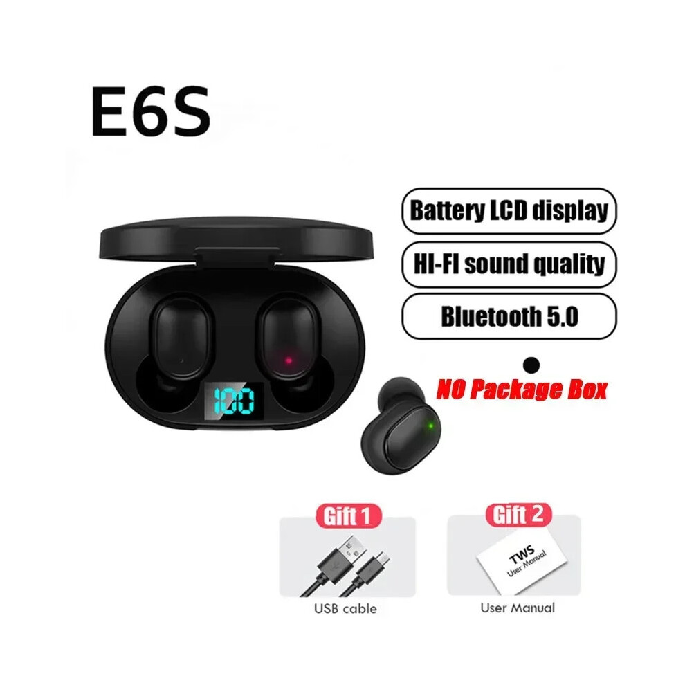 (Black) Tws E6s Bluetooth Earphones Wireless Bluetooth Headset Noise Cancelling Headset With Microphone Headphones For Xiaomi Redmi Black