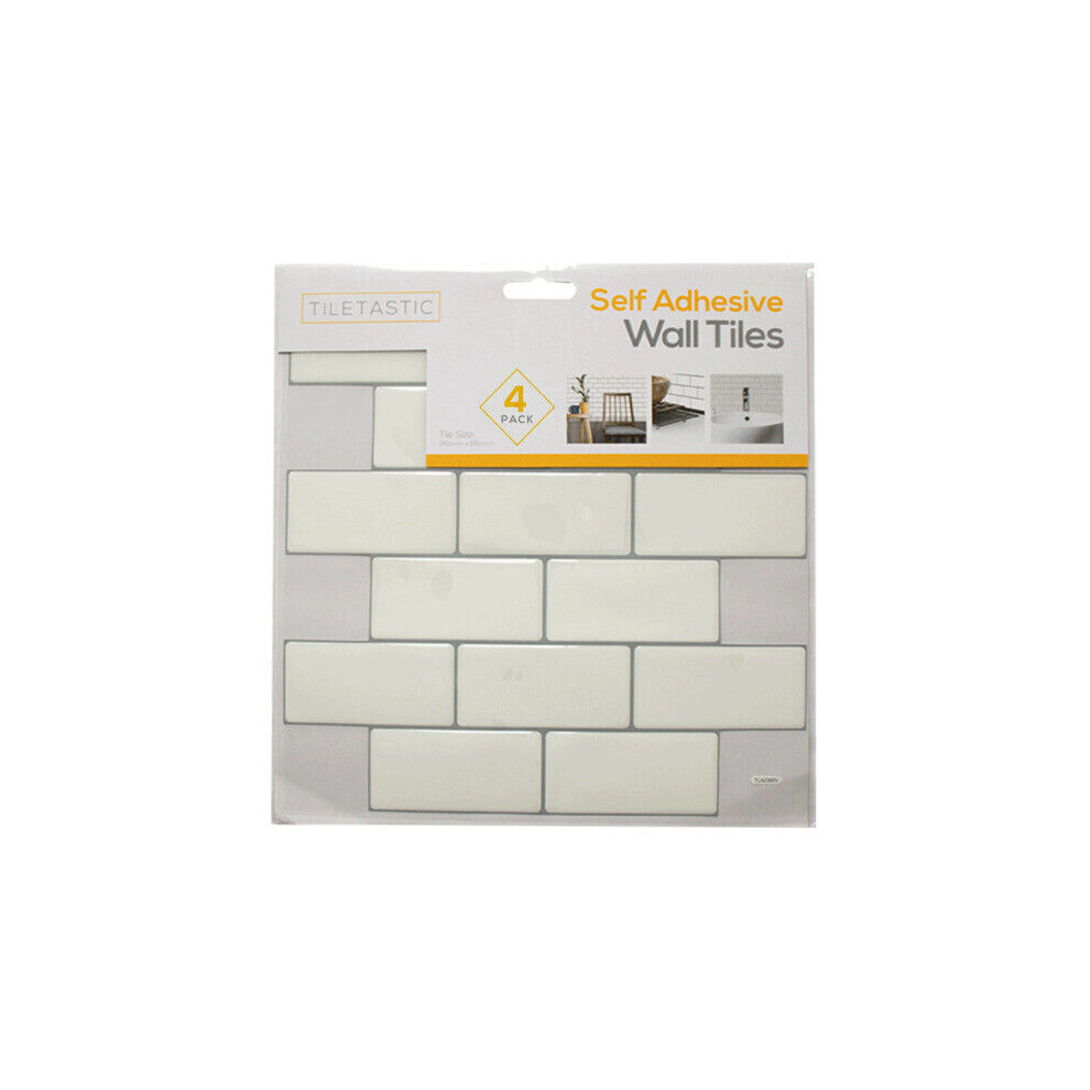 White 3D Wall Tiles Vinyl Brick Tile Stickers Stick On 4 Pack