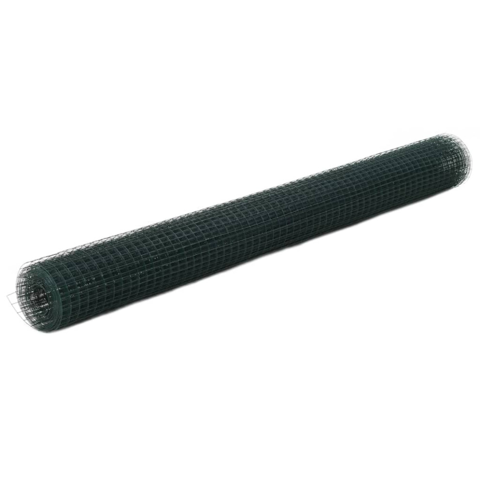 Vidaxl (25 X 1.5 M/25 X 25 Mm) Wire Netting Steel With Pvc Coating Square Garden Panel Green