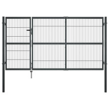 (140 cm) vidaXL Garden Gate with Posts 3 Keys Anthracite Driveway Gate 100/120/140cm