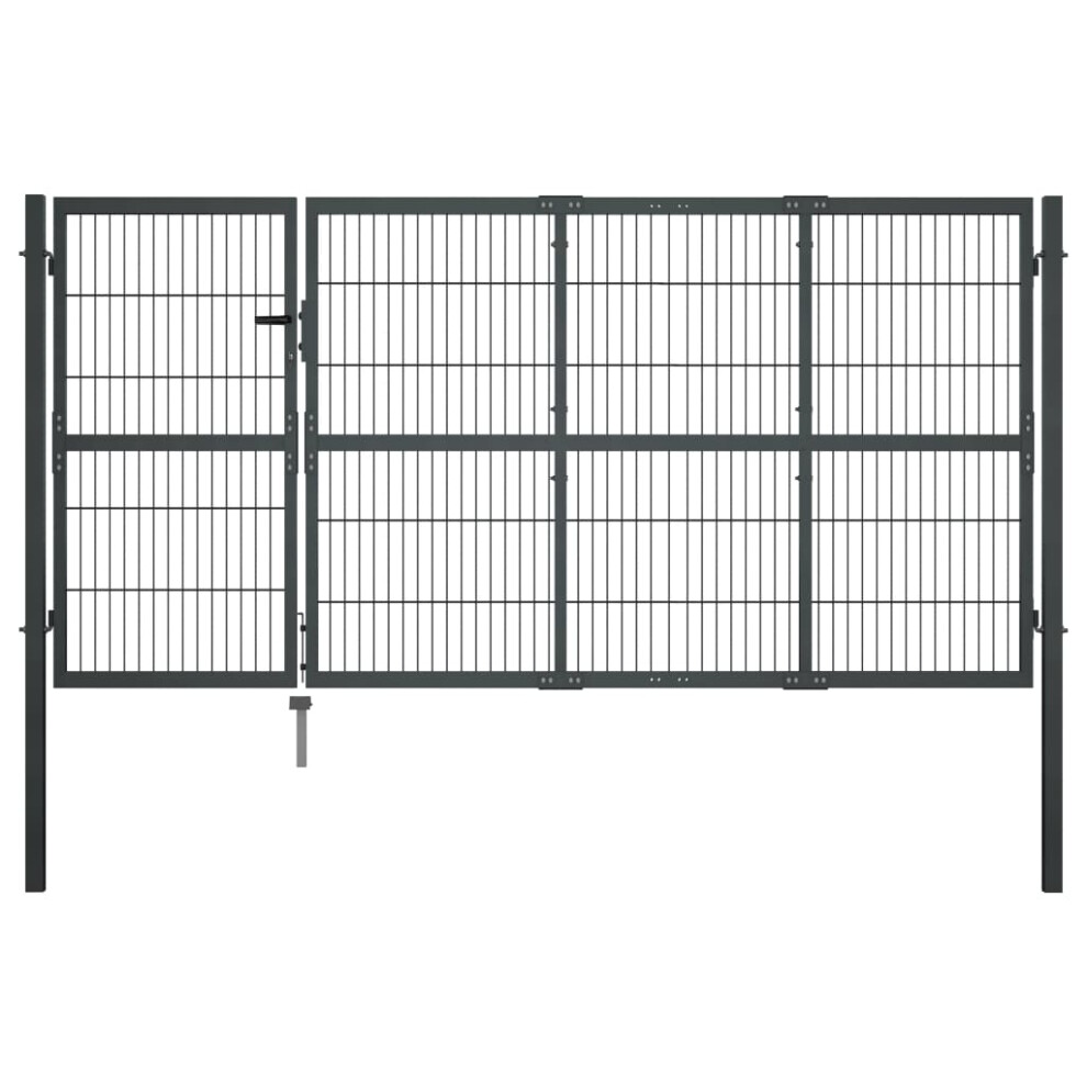 (120 cm) vidaXL Garden Gate with Posts 3 Keys Anthracite Driveway Gate 100/120/140cm