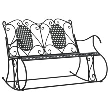 (113 x 84 x 94 cm) vidaXL Rocking Bench Park Patio Garden Bench Outdoor Bench Seat Black Steel