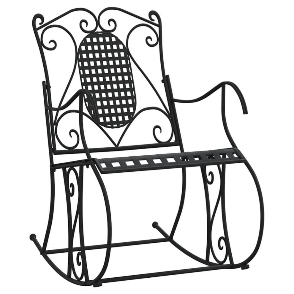 Vidaxl (84 X 54 X 95 Cm) Rocking Bench Park Patio Garden Bench Outdoor Bench Seat Black Steel