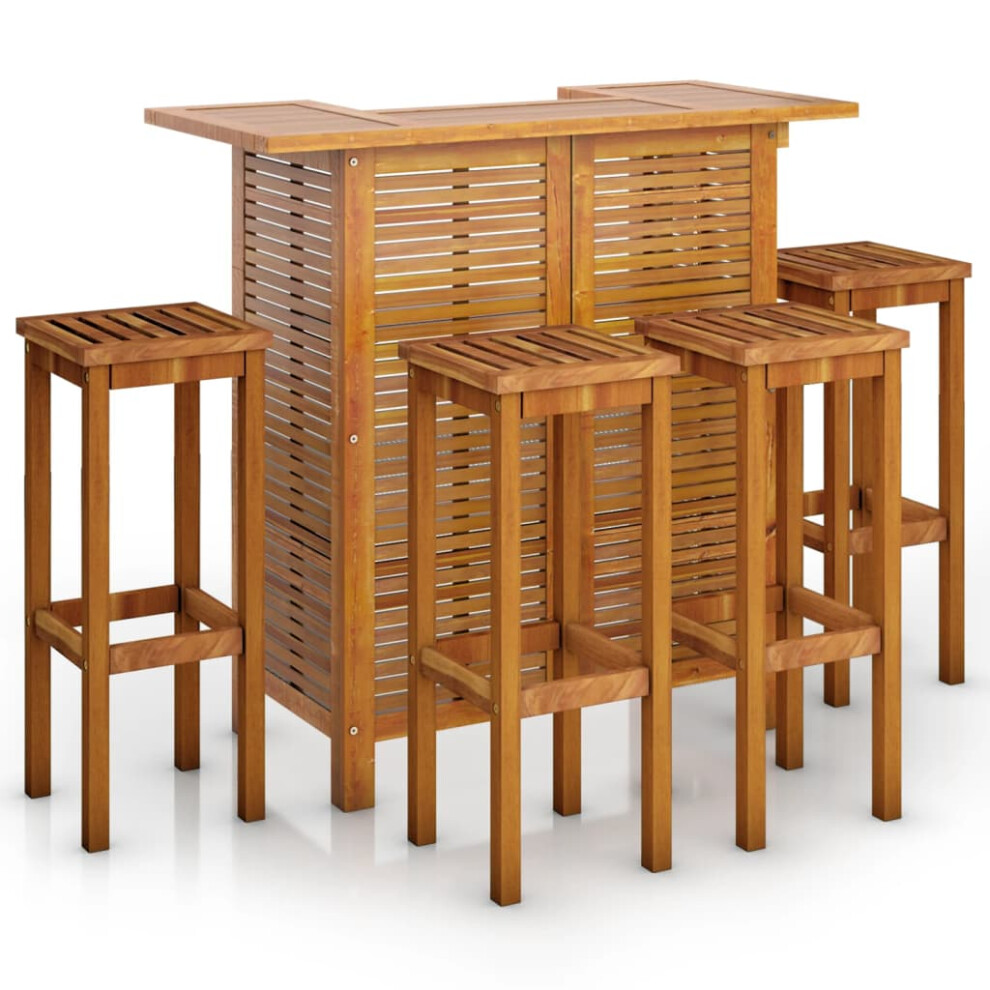 (Bar stools with square seat, 4 piece) vidaXL Solid Wood Acacia Garden Bar Set Bistro Table Multi Models 3/5 Piece