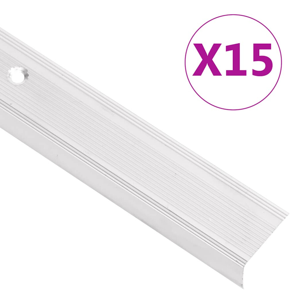 (silver, 100 cm (15 pcs)) vidaXL 5x Stair Nosings L Aluminium Multi Sizes Multi Colours Multi Models