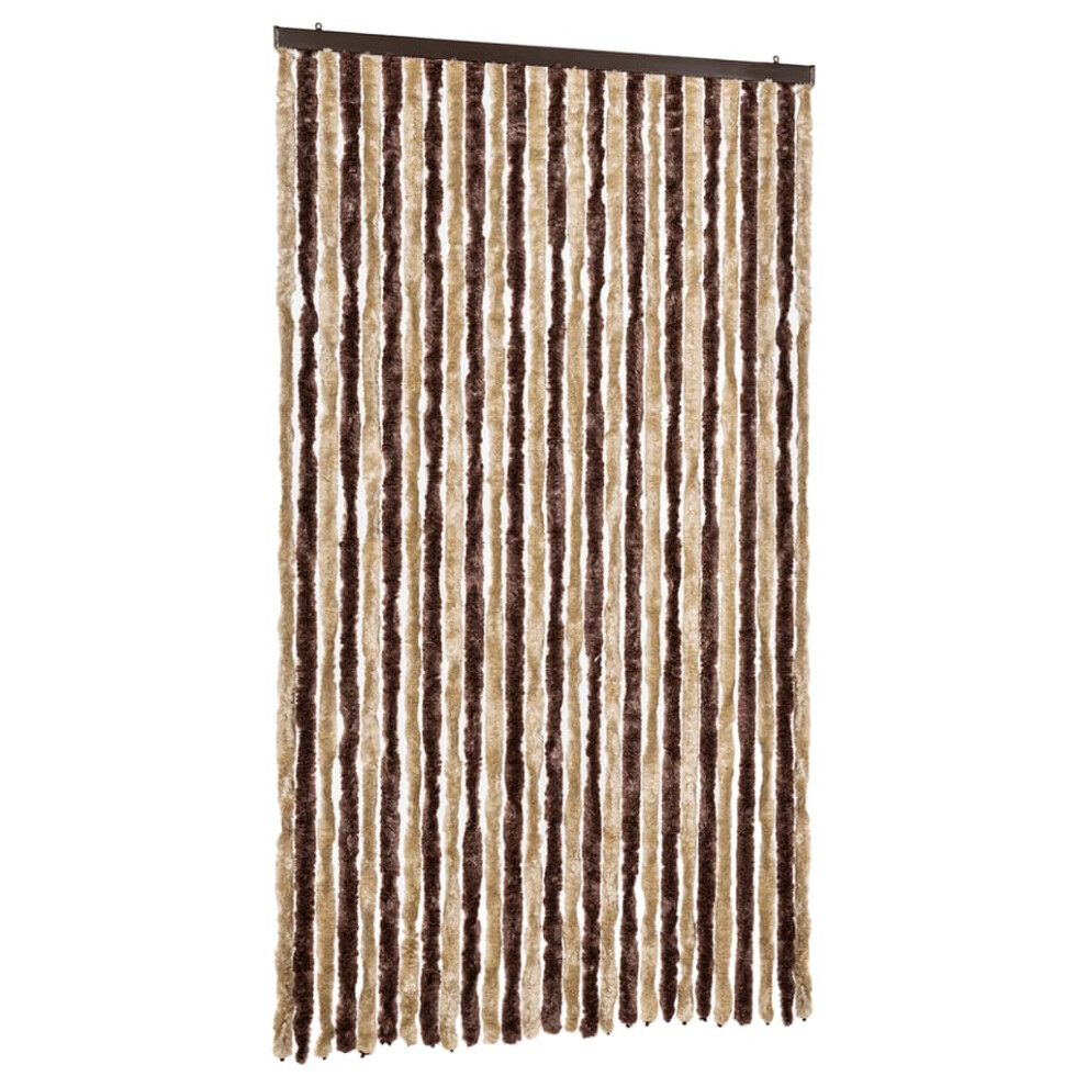 (Beige And Light Brown, 118 X 220 Cm) Vidaxl Fly Curtain Door Curtain Fly Screen Fly Blind Insect Curtain Chenille 8720286156292
