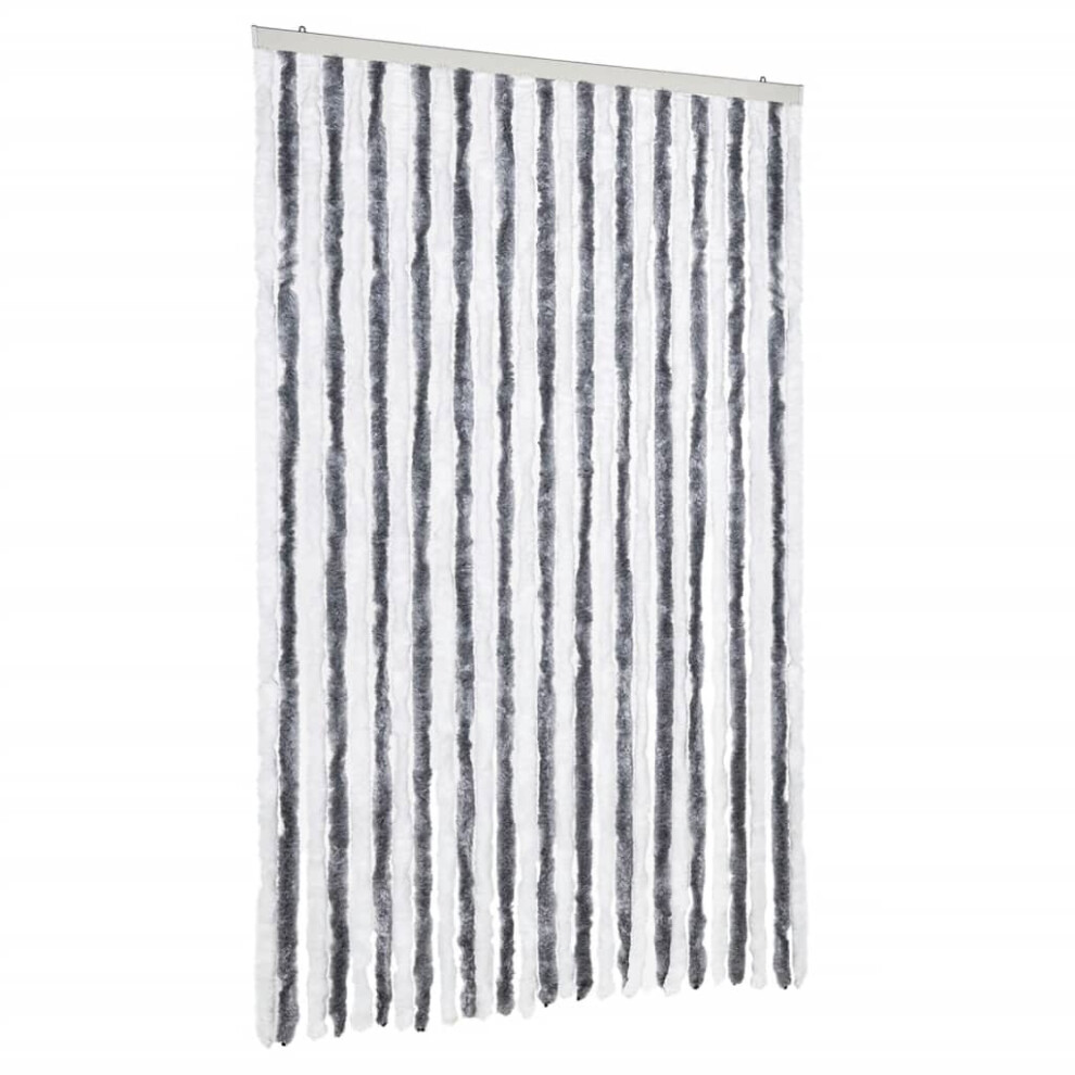 Vidaxl (Grey And White, 118 X 220 Cm) Fly Curtain Door Curtain Fly Screen Fly Blind Insect Curtain Chenille