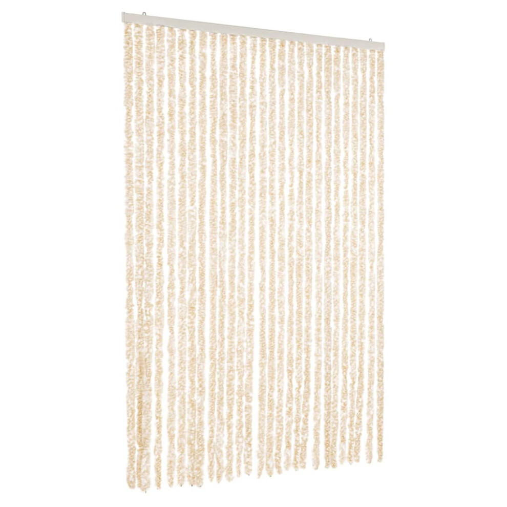 Vidaxl (Beige And White, 118 X 220 Cm) Fly Curtain Door Curtain Fly Screen Fly Blind Insect Curtain Chenille