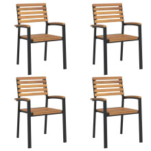 (4 pcs) vidaXL Stackable Chairs Stacking Dining Chair Lounge Chairs Solid Wood Acacia