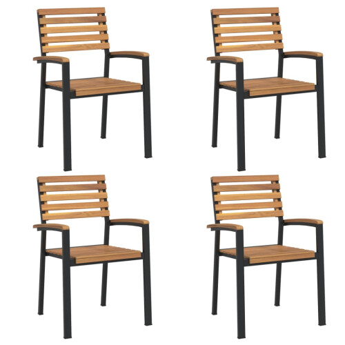 VidaXL (4 pcs) vidaXL Stackable Chairs Stacking Dining Chair Lounge Chairs Solid Wood Acacia