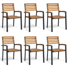 (6 pcs) vidaXL Stackable Chairs Stacking Dining Chair Lounge Chairs Solid Wood Acacia