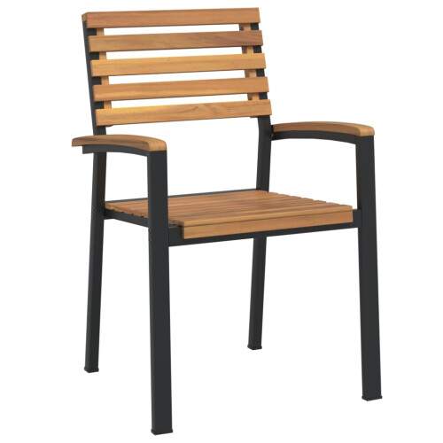 VidaXL (4 pcs) vidaXL Stackable Chairs Stacking Dining Chair Lounge Chairs Solid Wood Acacia 2