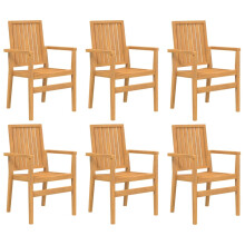 (6 pcs) vidaXL Stackable Garden Chairs Outdoor Chair Wooden Armchair Solid Wood Teak