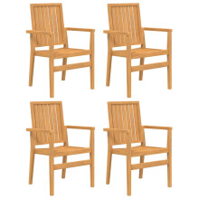 (4 pcs) vidaXL Stackable Garden Chairs Outdoor Chair Wooden Armchair Solid Wood Teak