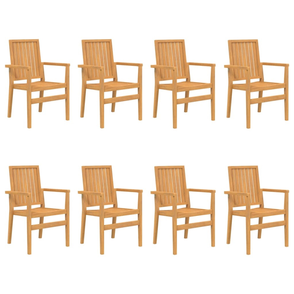 Vidaxl (8 Pcs) Stackable Garden Chairs Outdoor Chair Wooden Armchair Solid Wood Teak