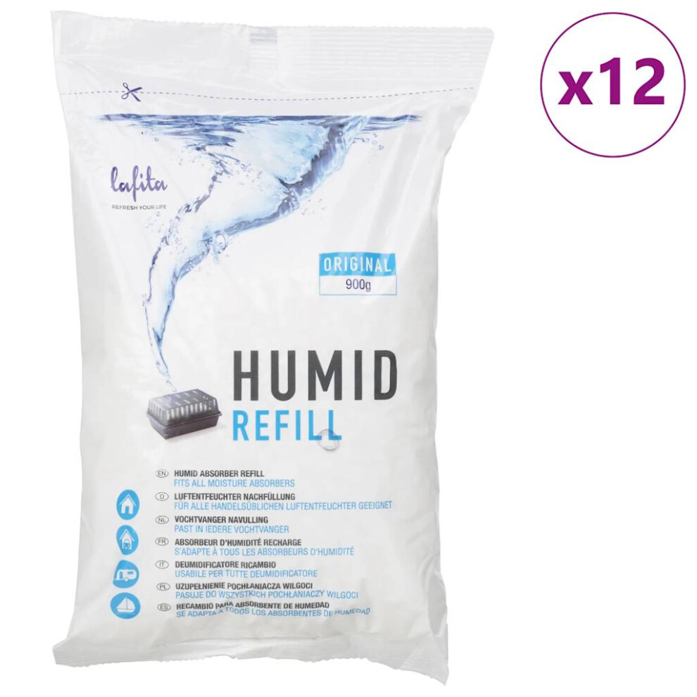 Vidaxl (900 G, 12 Pcs) Moisture Absorber Refills Dehumidifier Refill Moisture Trap Refill
