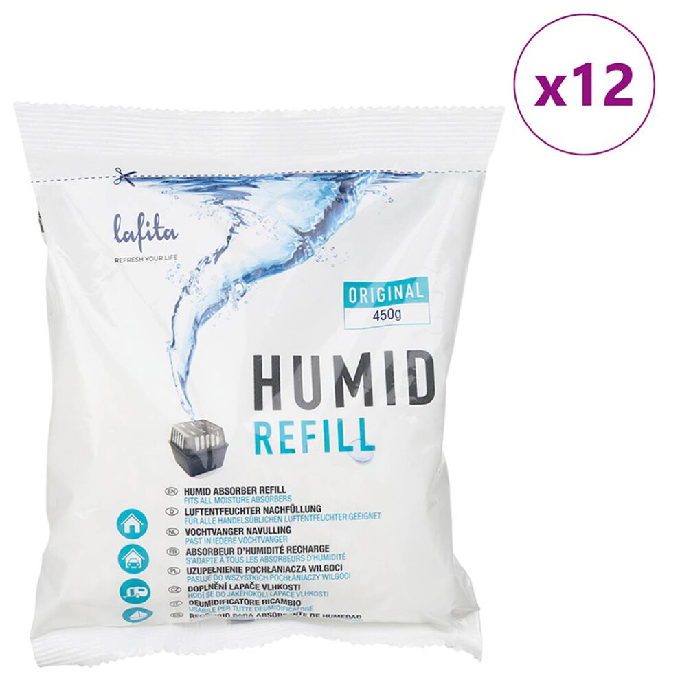 Vidaxl (450 G, 12 Pcs) Moisture Absorber Refills Dehumidifier Refill Moisture Trap Refill