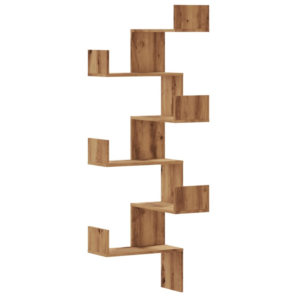 Vidaxl (Oak) Wall Corner Shelf Floating Shelf Wall Shelf Engineered Wood