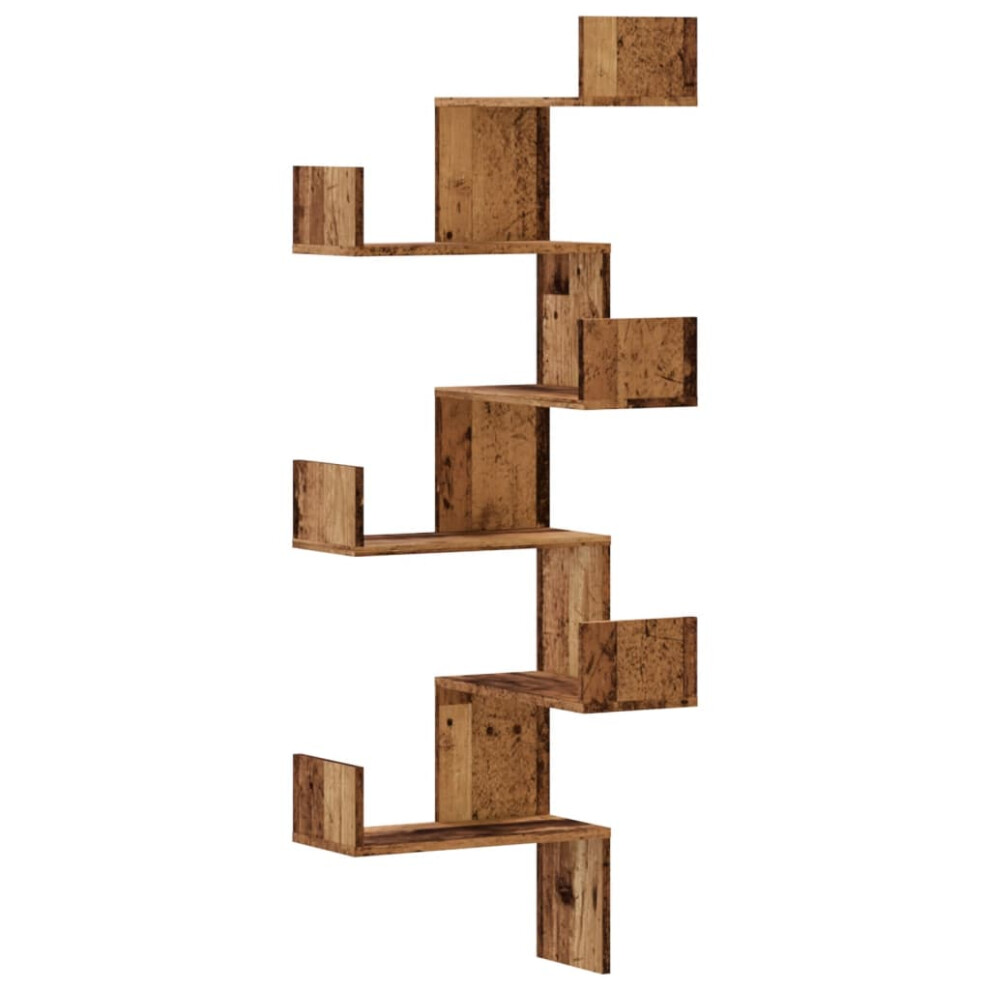 Vidaxl (Old Wood) Wall Corner Shelf Floating Shelf Wall Shelf Engineered Wood