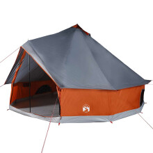 (grey and orange) vidaXL Family Tent Tipi 8-Person Camping Tent Lightweight Tent Waterproof