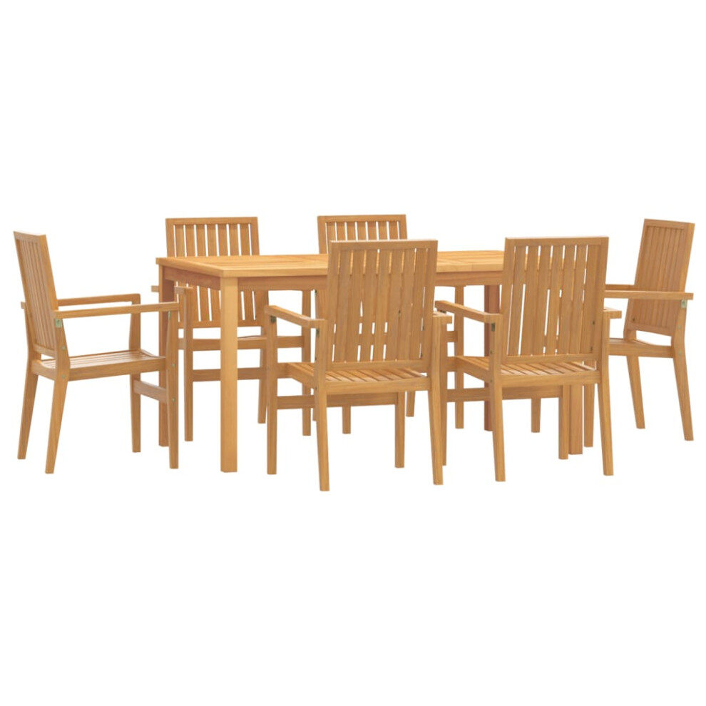 Vidaxl (150 Cm Table Length/ 6 Piece) Garden Dining Set Outdoor Table And Chairs Solid Wood Teak