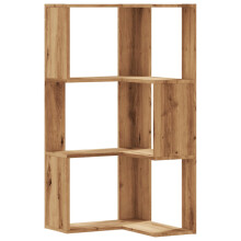 (oak) vidaXL Corner Bookcase 3-Tier Corner Bookshelf Corner Rack Engineered Wood