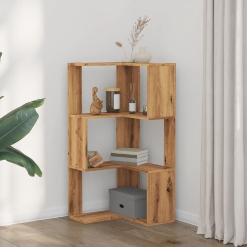 VidaXL (oak) vidaXL Corner Bookcase 3-Tier Corner Bookshelf Corner Rack Engineered Wood 2