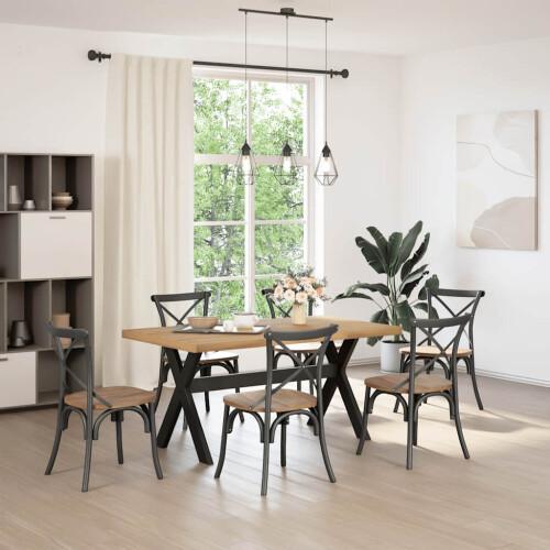 VidaXL (X-Shaped, 160 cm) vidaXL Dining Table Kitchen Table Dining Room Table NOAIN Solid Wood Pine 1
